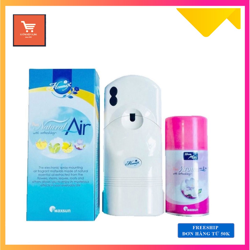 Máy xịt phòng + chai xịt thơm phòng tự động aroma hommax .