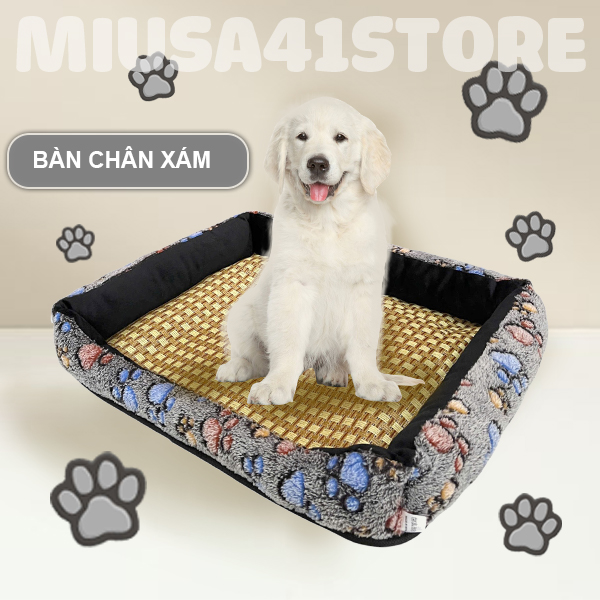 (Mẫu Mới) Đệm Chiếu hè phối lông 5 size cho chó mèo đáy chống trượt nằm thoáng mát sạch sẽ - 6
