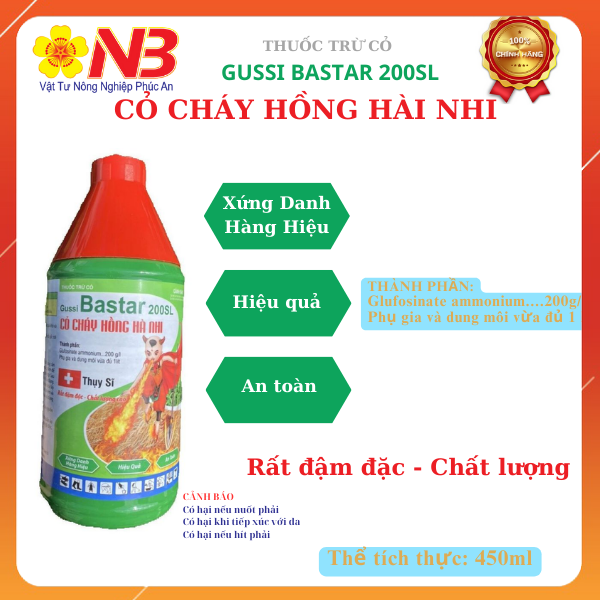 Cỏ Gussi Bastar 200SL Hồng Hài Nhi -900ml - Delta Thụy Sĩ Thuốc trừ cỏ lưu dẫn thế hệ mới