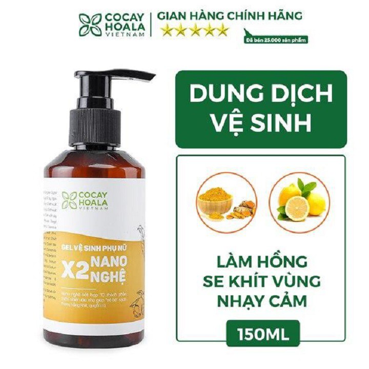 Dung dịch vệ sinh phụ nữ gel x2 nano nghệ cocayhoala 150ml