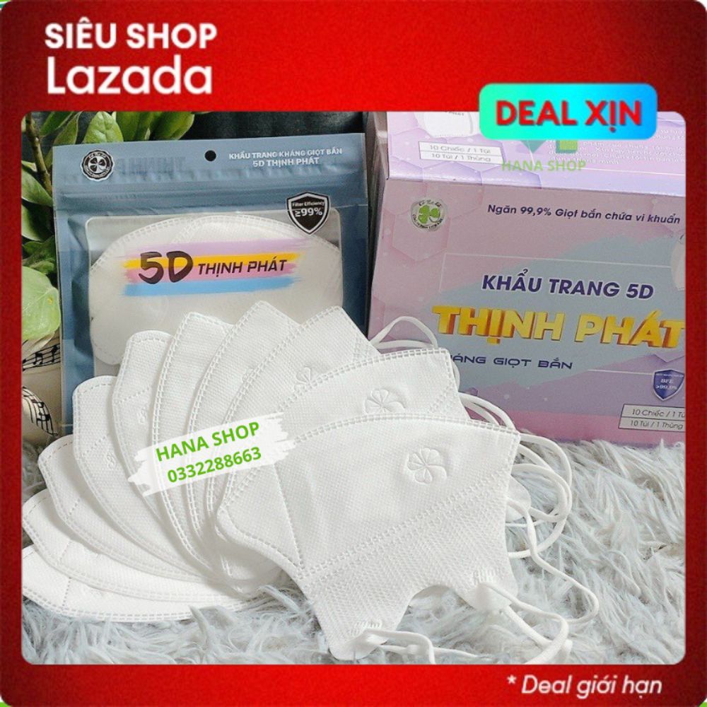 Set 100 Cái Khẩu Trang 5D Mask THỊNH PHÁT Chính Hãng Đựng Túi Zip Tiêu Chuẩn 3 Lớp Kháng Khuẩn