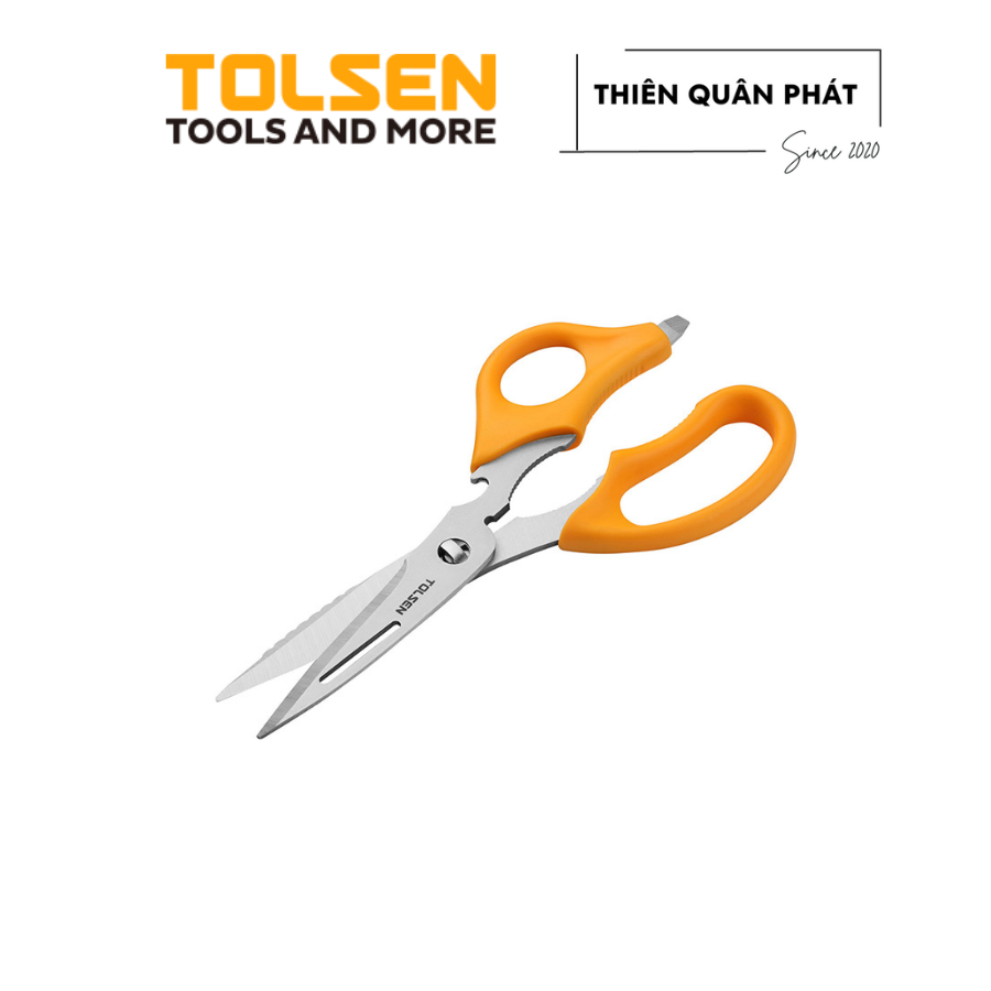 Kéo đa năng Tolsen 30049 đáp ứng tốt nhiệt công việc trong bếp, lưỡi sắc bén bền bỉ, đầu vít thuận tiện, đa năng