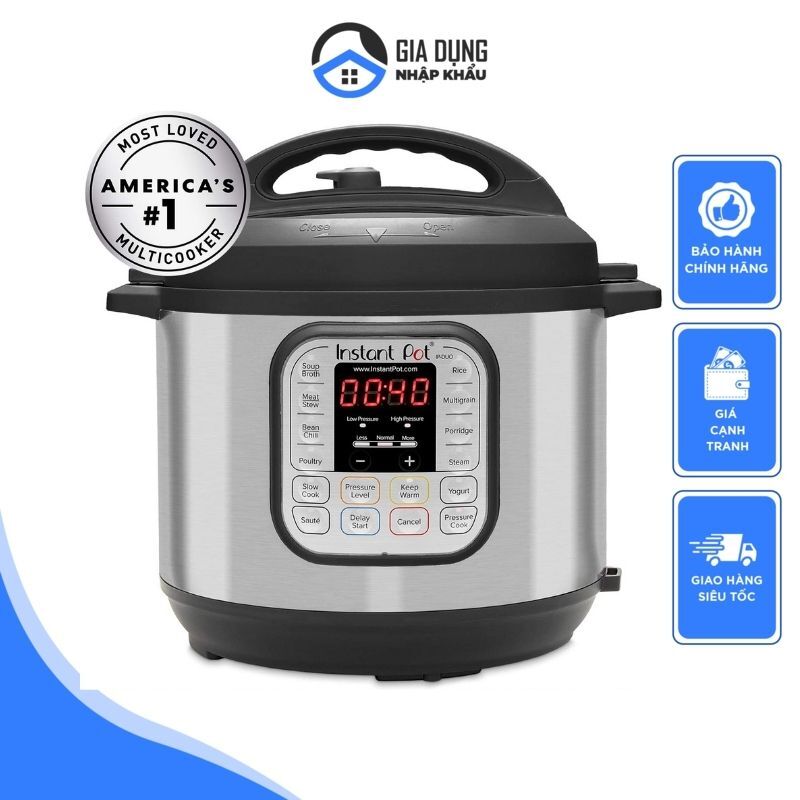Nồi áp suất đa năng instant pot duo evo plus 10in1 / instant pot 7in1, dung tích 5.7l, 10 chức năng nấu, khóa an toàn, chống quá nhiệt, màn hình lcd, nhập đức, bảo hành 12 tháng