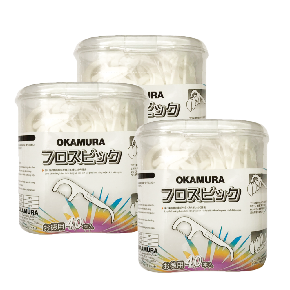 Combo 3 Hộp tăm cũng chỉ nha khoa Okamura 40p (40 cây/ hộp)