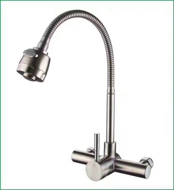 Vòi chén nóng lạnh âm tường cần mềm đầu tăng áp inox 304 vòi rửa chén nóng lạnh