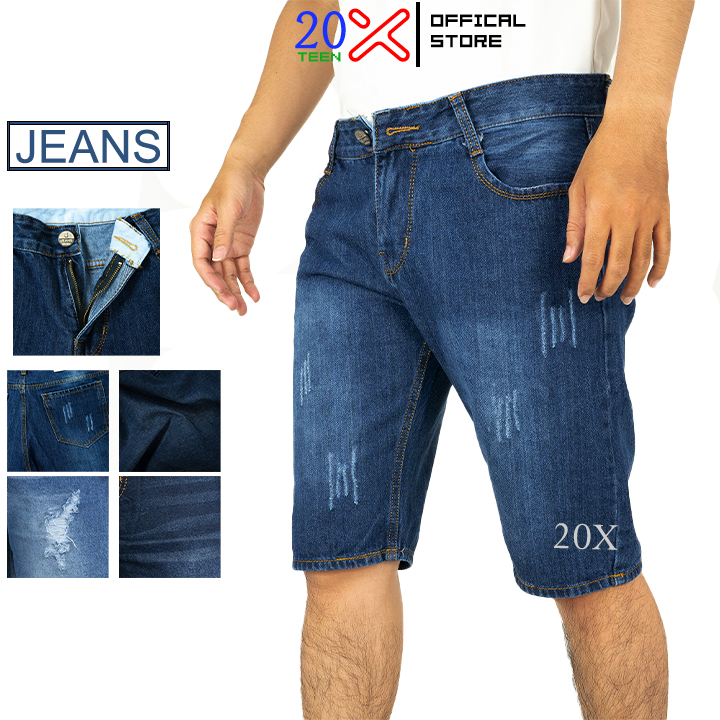 Quần short jean nam ngắn cao cấp chất bò rách xước