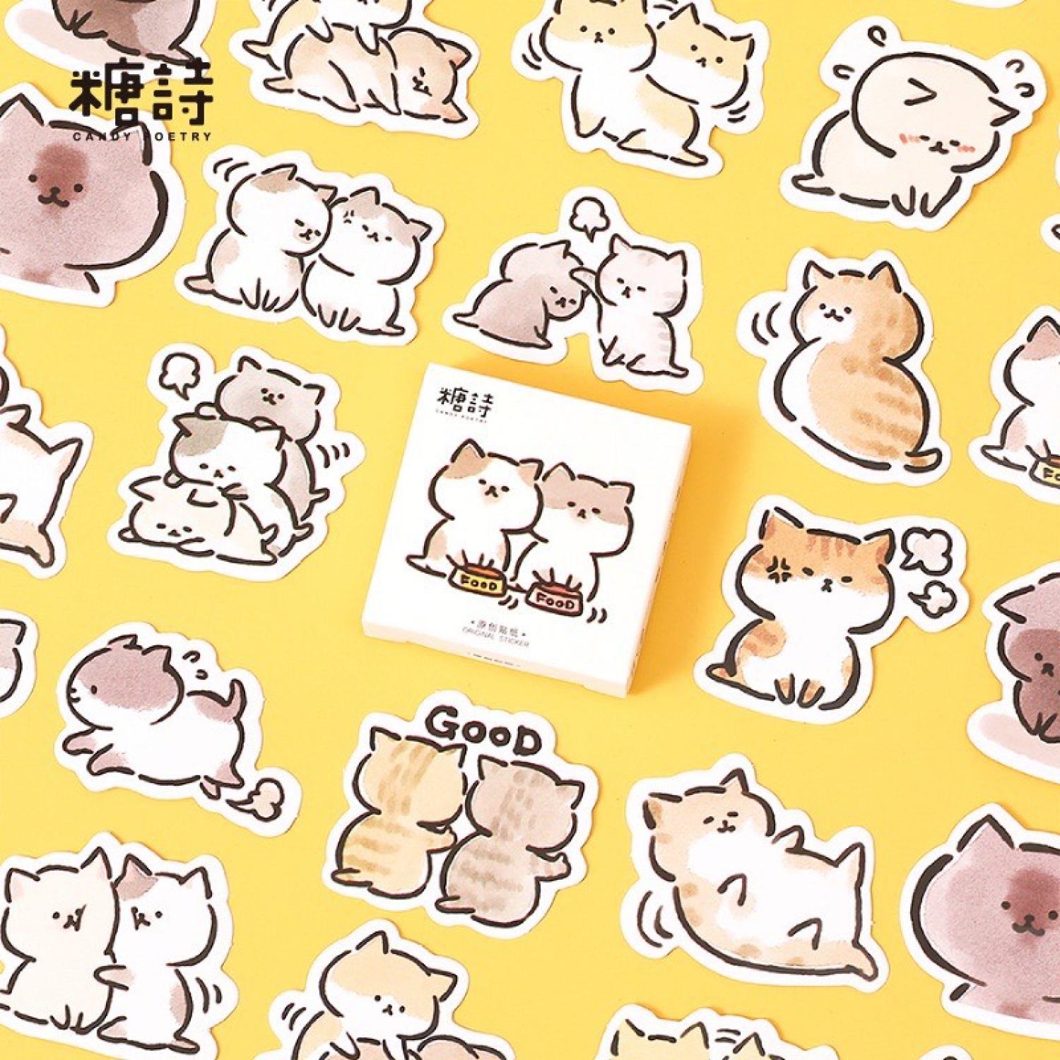 Bộ 45 hình dán sticker Mèo Dễ Thương, trang trí sổ tay