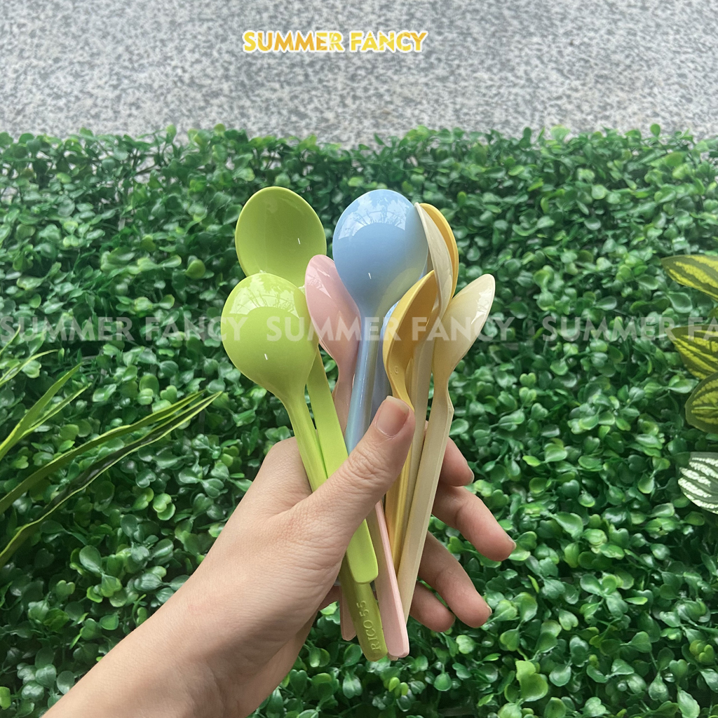10 cái Muỗng Nhựa Ăn Cơm Thìa Xúc Cháo Cho Bé Nhiều Màu Muỗng bột dày - Plastic Spoon