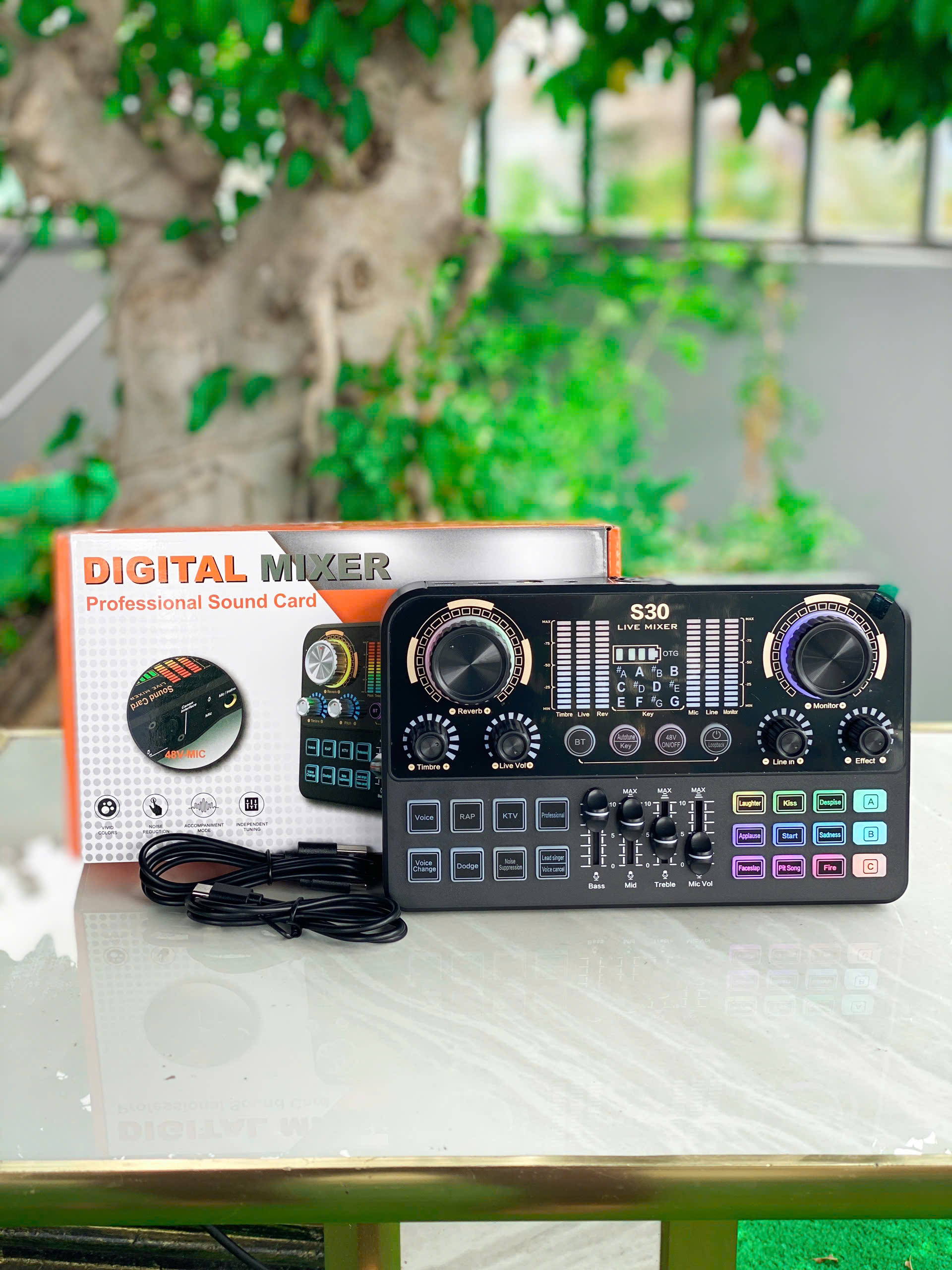 Soundcard S30 chuyên thu âm, livestream, karaoke online – 2 cổng micro, song ca dễ dàng Đầy đủ chức năng auto tune