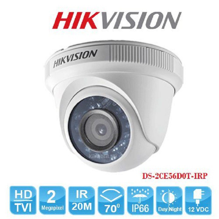 Camera hd-tvi dome hồng ngoại 2.0 megapixel hikvision ds-2ce56d0t-irp