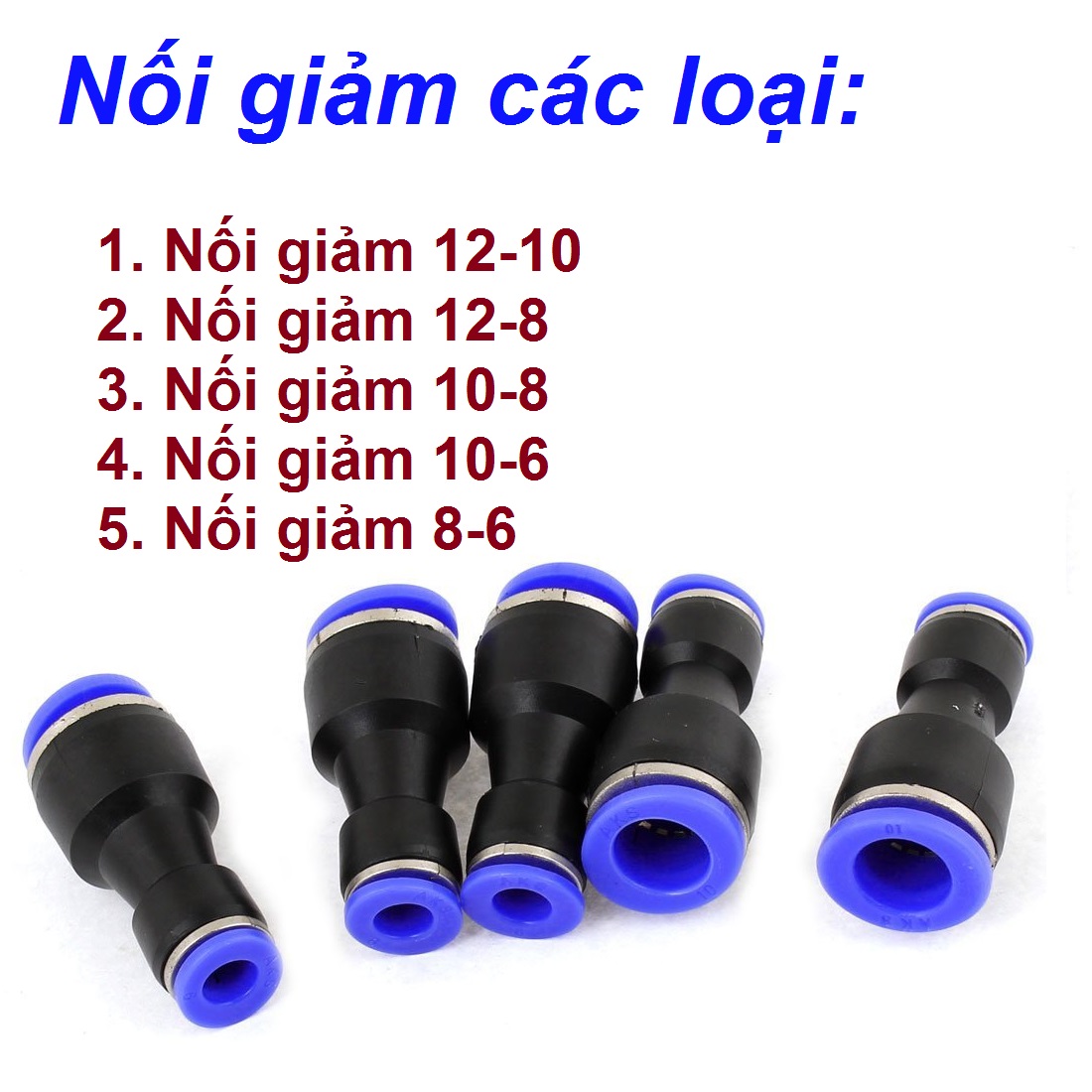 Set 2 cái nối giảm phun sương 12mm/10mm/8mm/6mm