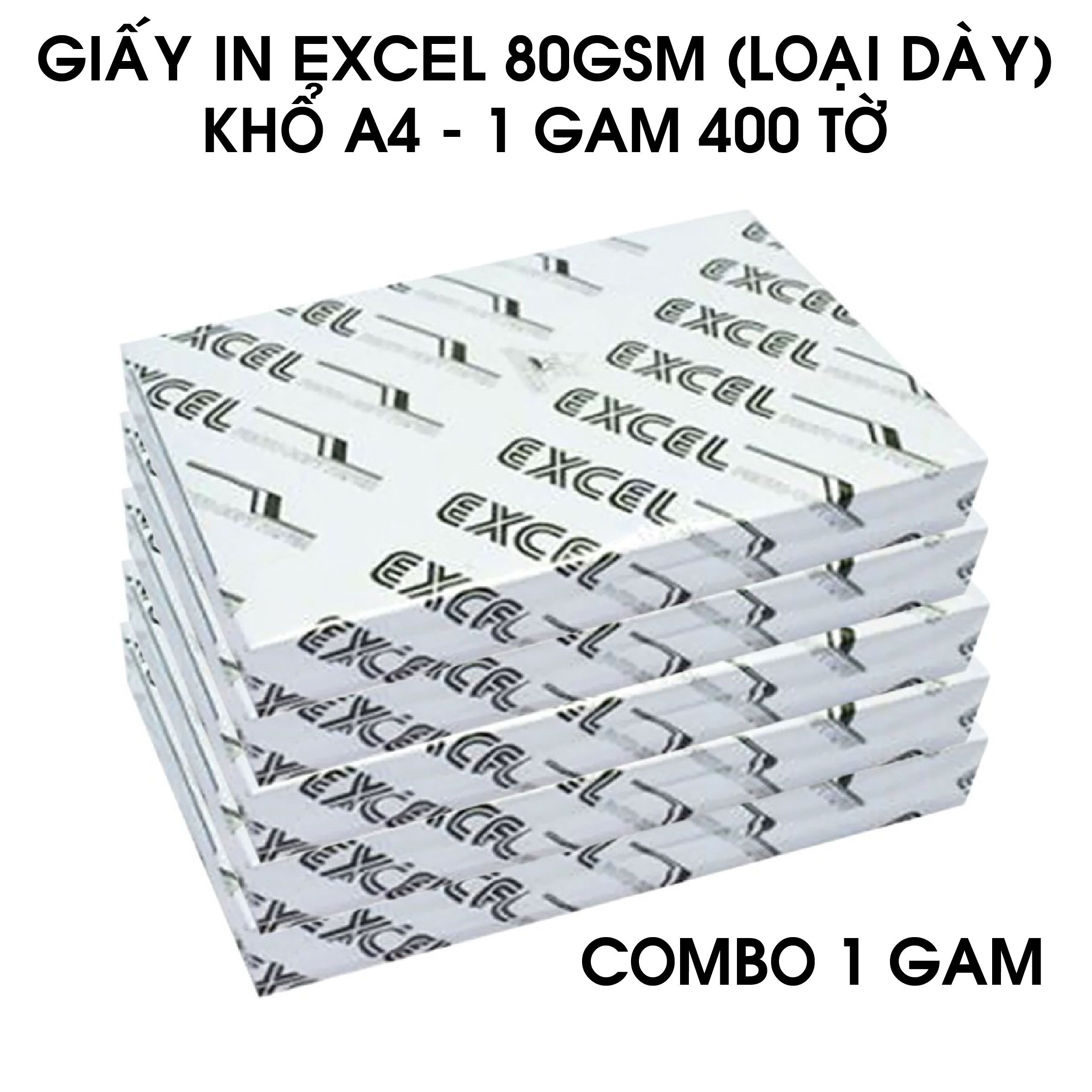 1 Gam Giấy Excel A4 80gsm bề mặt giấy mịn thích hợp in các giấy tờ văn phòng in đơn hàng - Giấy photocopy Excel giá rẽ