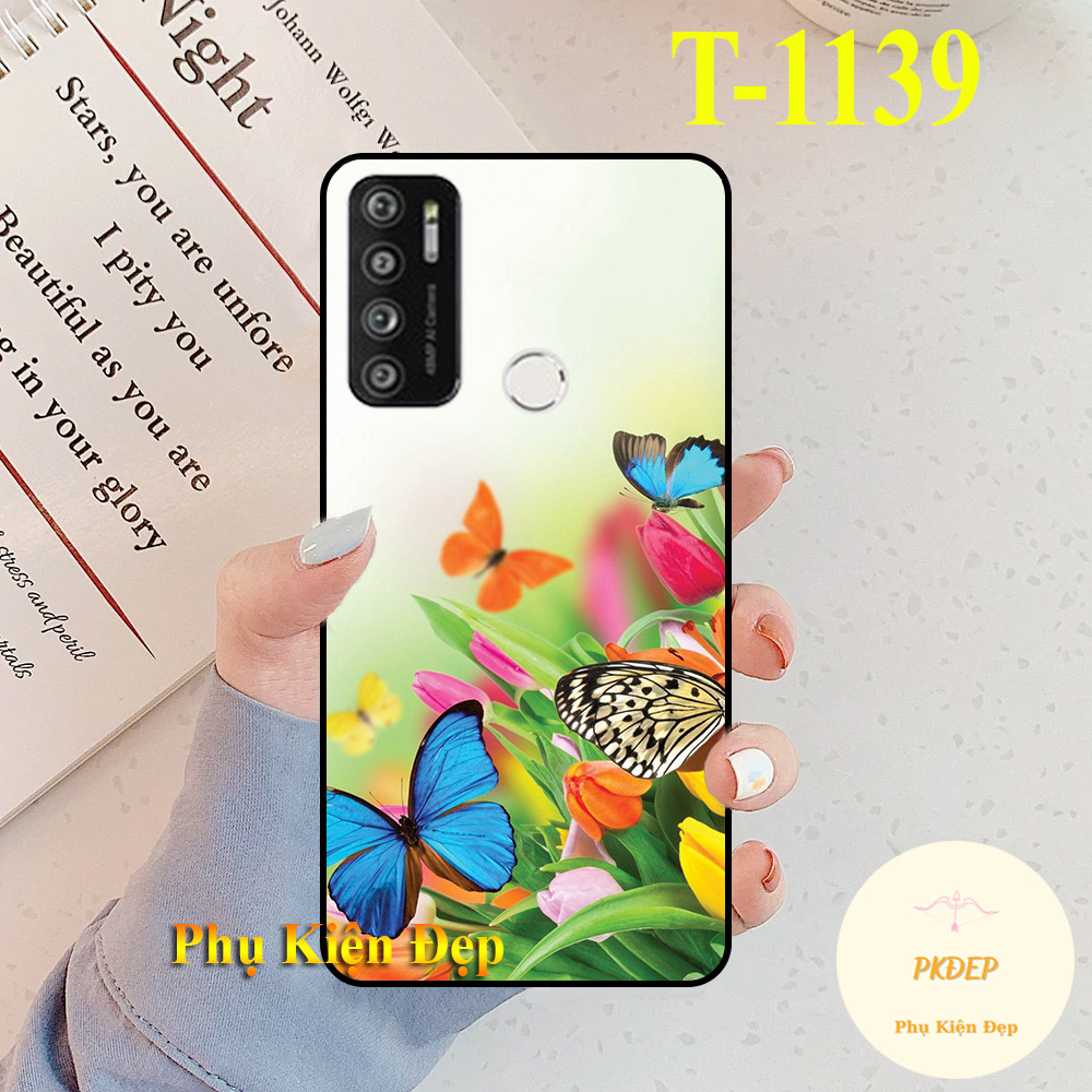Ốp lưng Vsmart Live 4 dẻo đen in hình bươm bướm nghệ thuật