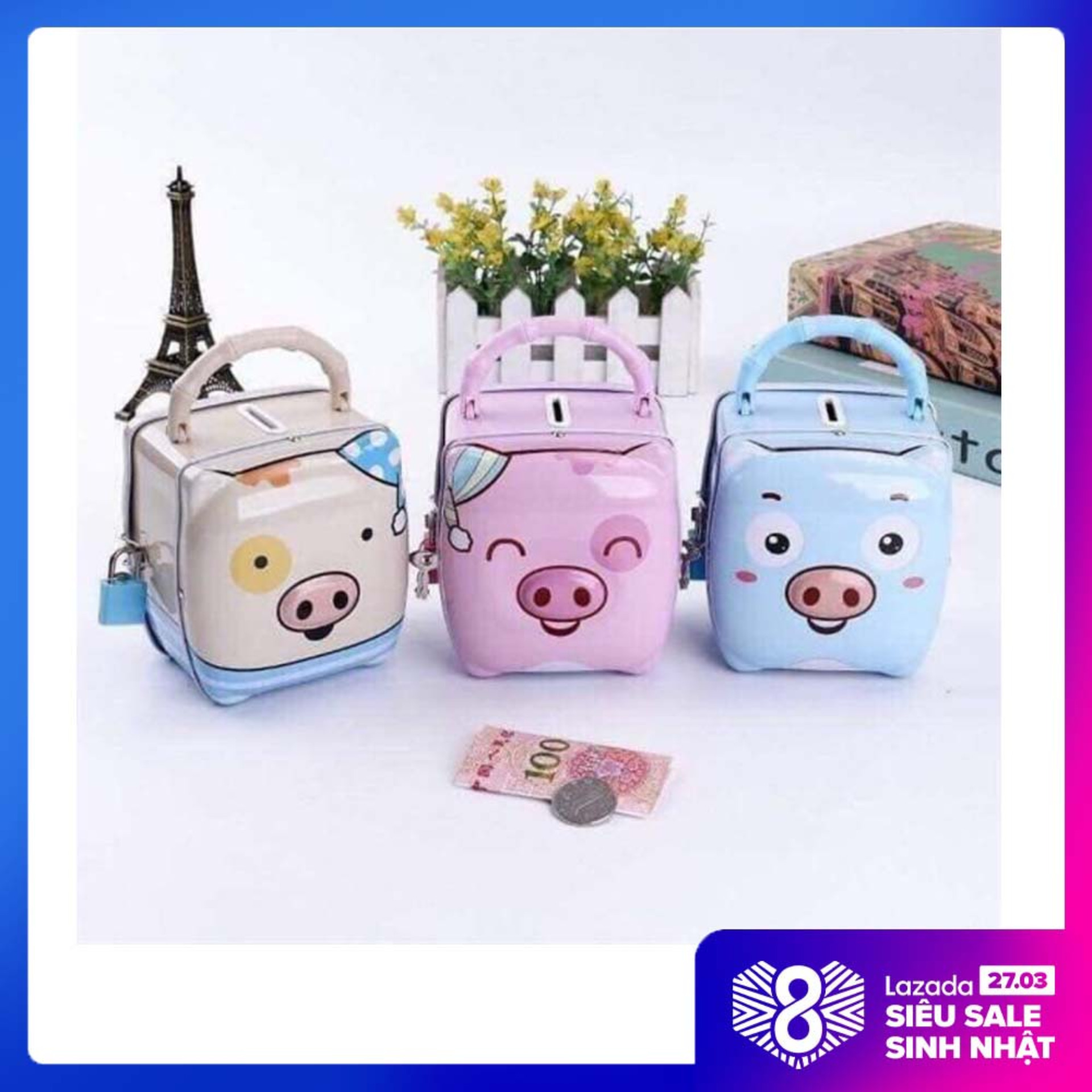 Ống Heo Két Sắt Mini Tiết Kiệm Tiền Mẫu Mới Có Khóa Đáng Yêu Cho Bé, Thú Lợn Đựng Tiền Tiết Kiệm Cho Bé Có Khóa.