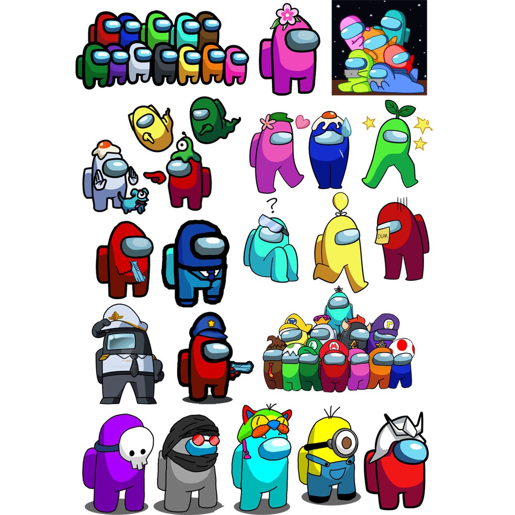 Sticker among us Mẫu 10 có cán chống bay màu