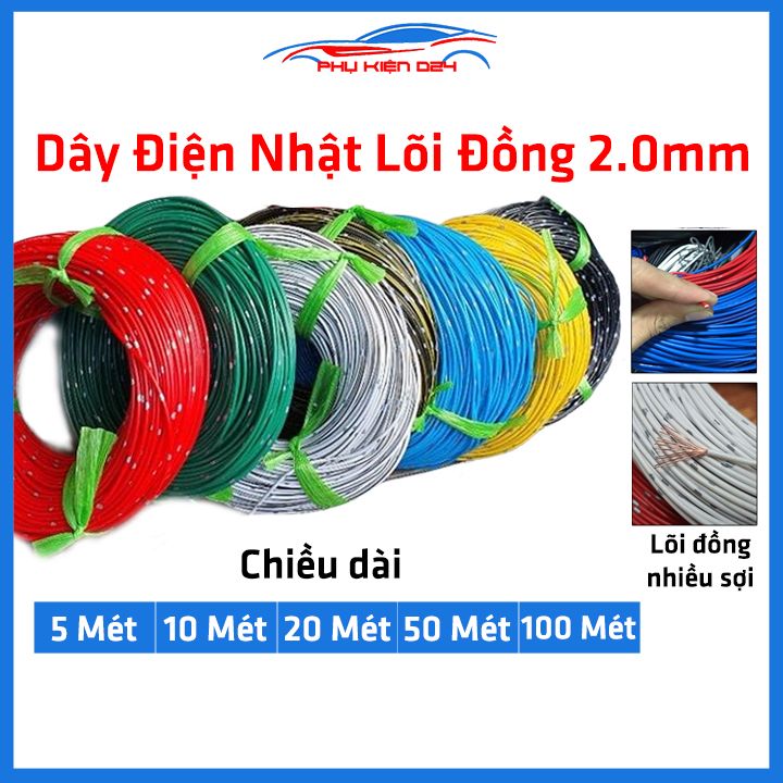 Dây điện đơn nhật 2mm lõi đồng nhiều sợi chuyên dùng ô tô xe máy chịu ẩm, chịu nhiệt tốt