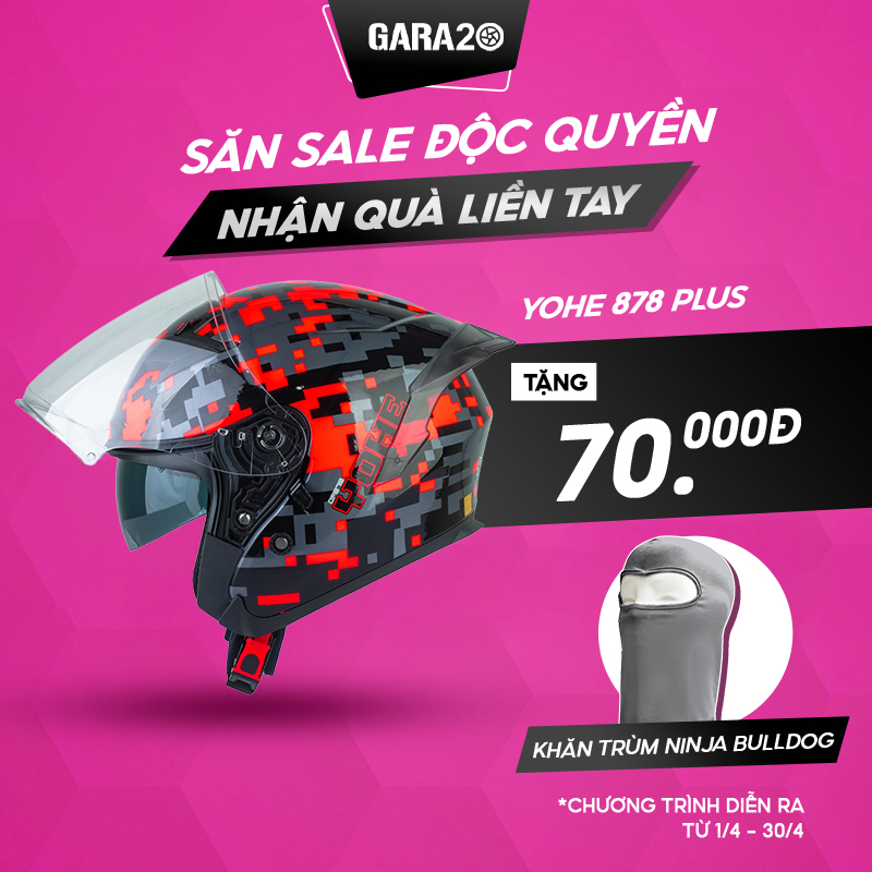 Mũ bảo hiểm 3/4 yohe 878 plus - gara20