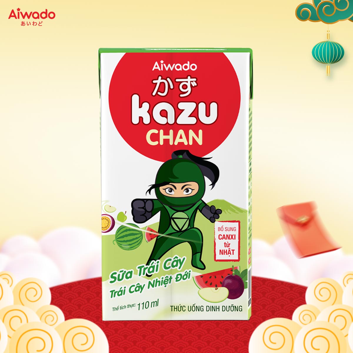 Sữa trái cây Aiwado Kazu Chan - Trái cây nhiệt đới - Tinh tuý dưỡng chất Nhật Bản