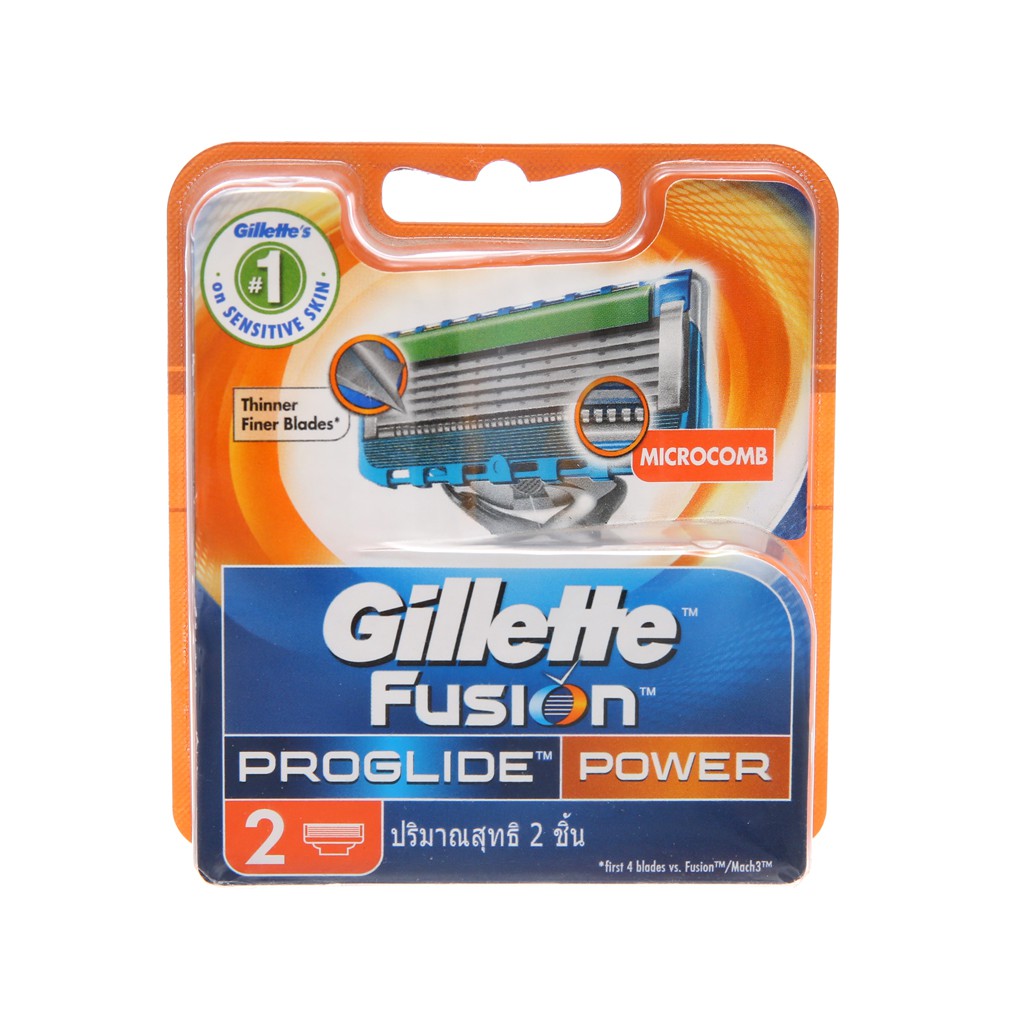 Vỉ 2 cái lưỡi dao cạo râu 5 lưỡi Gillette Fusion Proglide Power