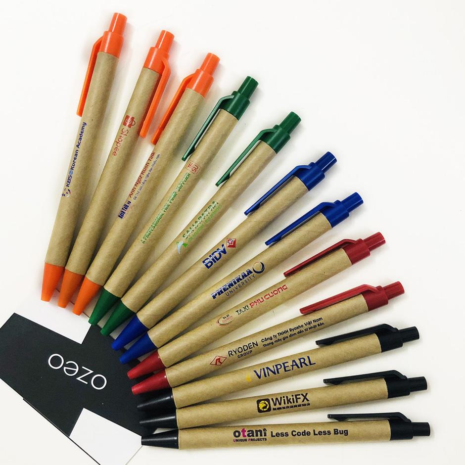 [HCM]Bút Bi Giấy 50 Cây Mực Xanh Thân Thiện Môi Trường Nét Mực Đậm Đều Màu (Có In Ấn Logo Theo Yêu Cầu )