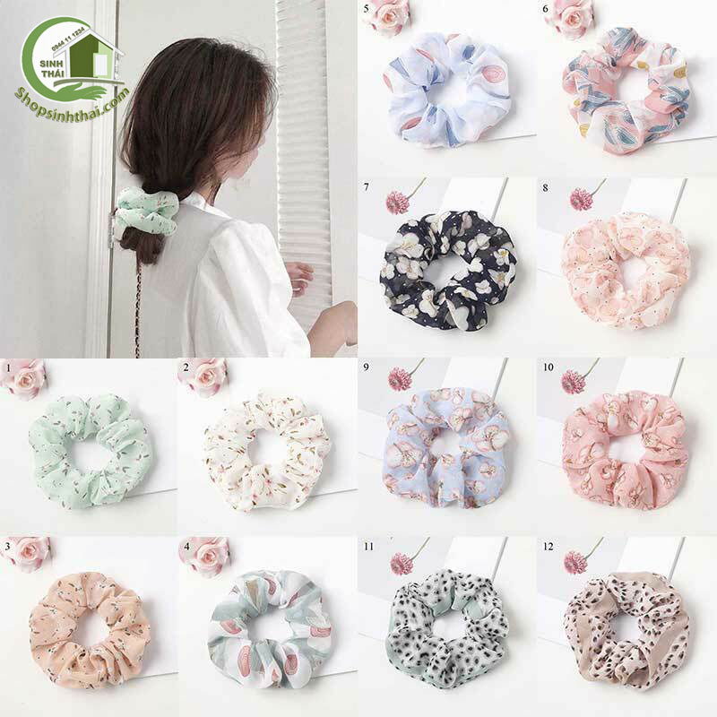 Dây cột tóc vải voan scrunchies dễ thương - giao màu ngẫu nhiên