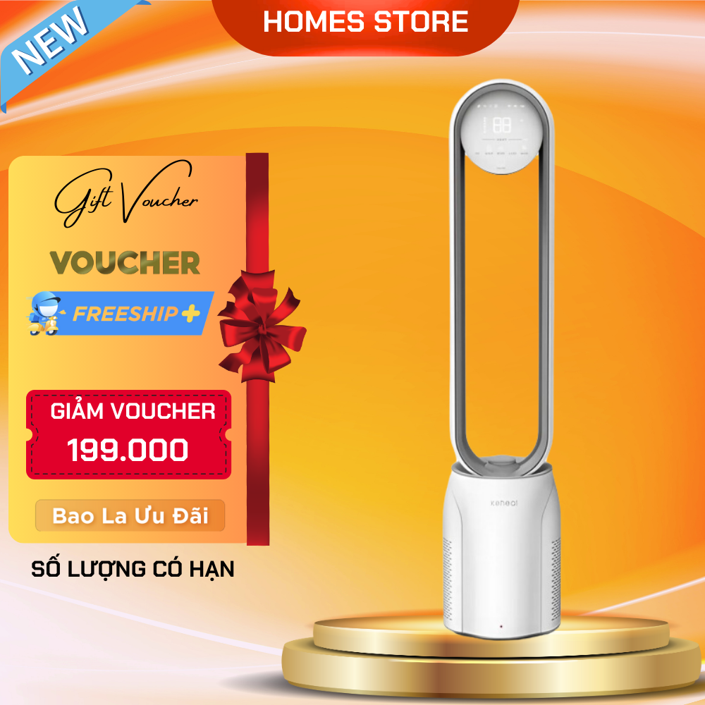 Quạt Không Cánh Xiaomi Keheal A4 Pro Tiếng Việt Diệt Khuẩn UV Kiêm Lọc Không Khí Khử Khuẩn Ion - Hàng Chính Hãng