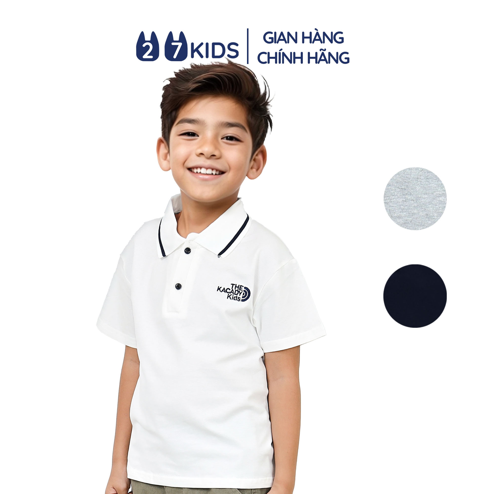 Áo Polo bé trai ngắn tay 27Kids KACADY áo thun sơ mi cộc nam cho trẻ từ 2-10 tuổi BSPO1