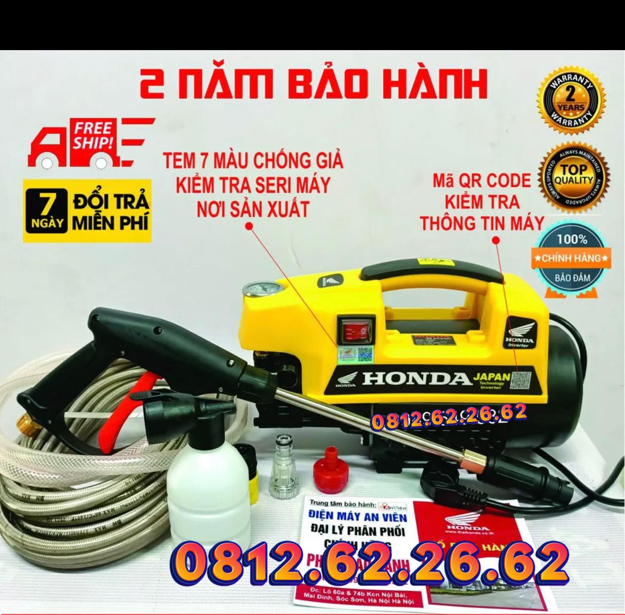 Bản mới 2024 - máy rửa xe hon.da s6+ 3500w đầy đủ phụ kiện - thế hệ mới nhất 2024
