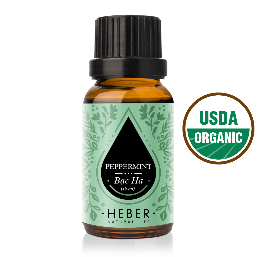 Tinh Dầu Bạc Hà Xông Phòng Peppermint Essential Oil Heber Vietnam,  100% Thiên Nhiên Nguyên Chất, Cao Cấp  Nhập Khẩu, Kiểm Nghiệm Quatest 3,  Xông Thơm Phòng, Hương Dịu Nhẹ