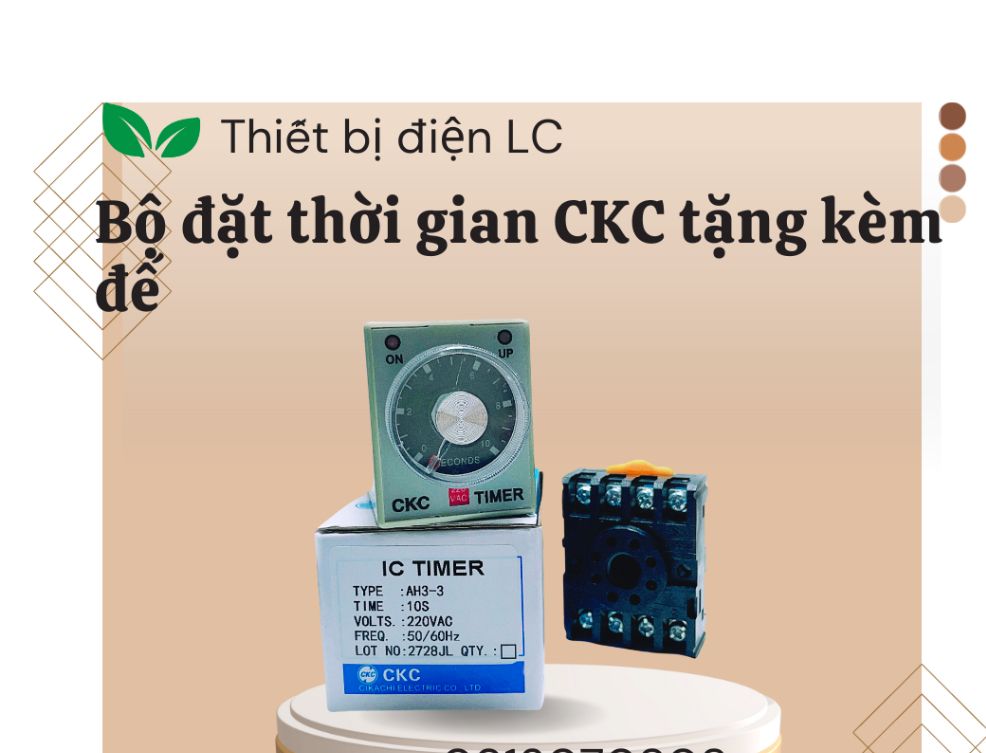 Rơ le thời gian CKC (kèm đế) - Relay thời gian CKC AH3-3 10S, 30S, 60SM, 10M, 30M, 60M