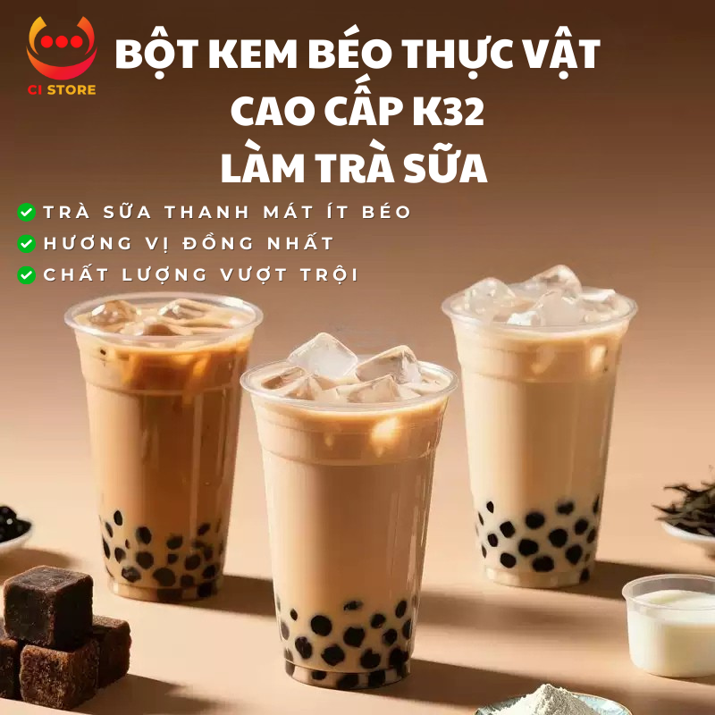 BỘT KEM BÉO THỰC VẬT CAO CẤP HƯƠNG SỮA (K32) TÚI 100GRAM VGS