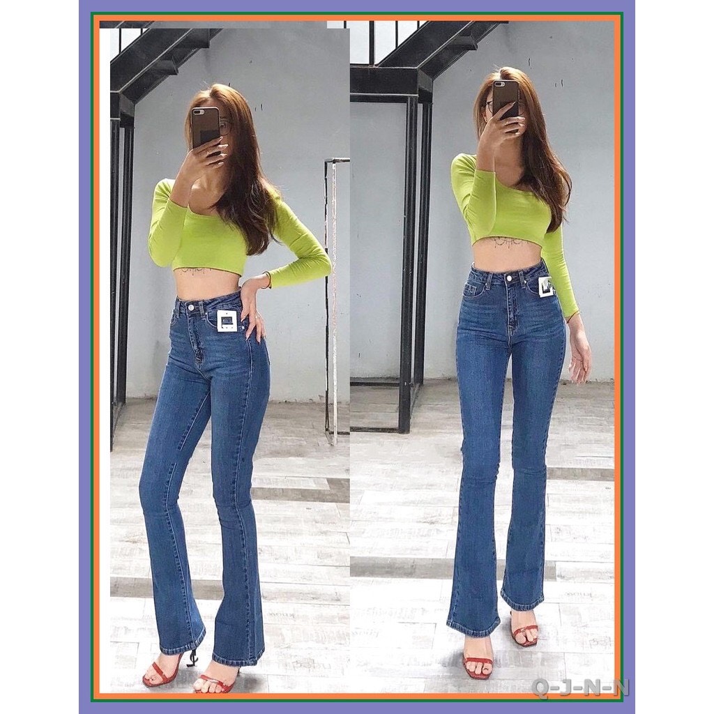 Quần jean nữ ống loe bass ( form dài 93cm) ( size 26,27,28,29,30,31,32) lưng cao che khuyết điểm,chất bò co dãn mạnh thời trang PINKY79SHOP jn1