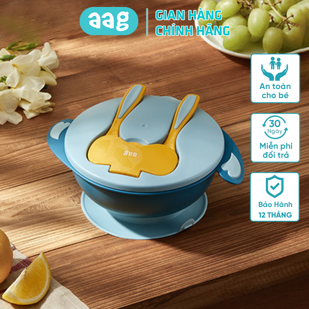 Bát ăn dặm cho bé AAG2201002 bộ bát thìa ăn dặm có đế chống đổ an toàn tiện lợi cho bé