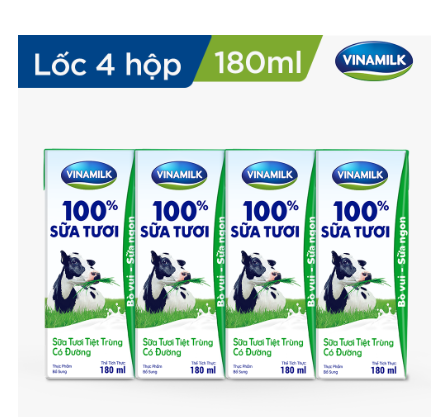 Sữa Tươi Tiệt Trùng Vinamilk 100%  - 1 thùng 48Hộp* 110ml