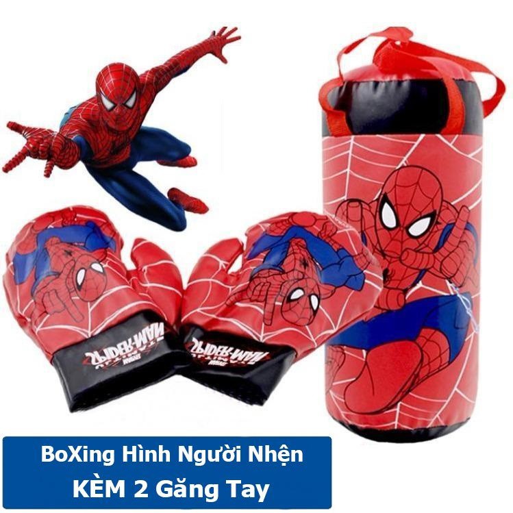 Người nhện boxing - bộ đấm bốc trẻ em kèm găng tay- bộ dụng cụ tập boxing kèm 2 găng tay cho bé.