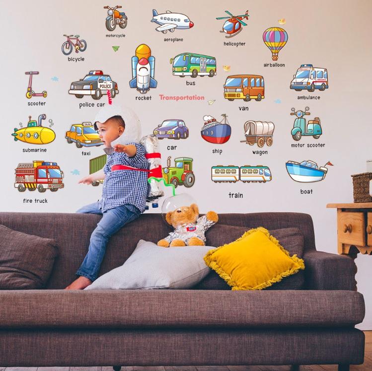 Decal dán tường Phương tiện giao thông tiếng anh- T10-vivadecal