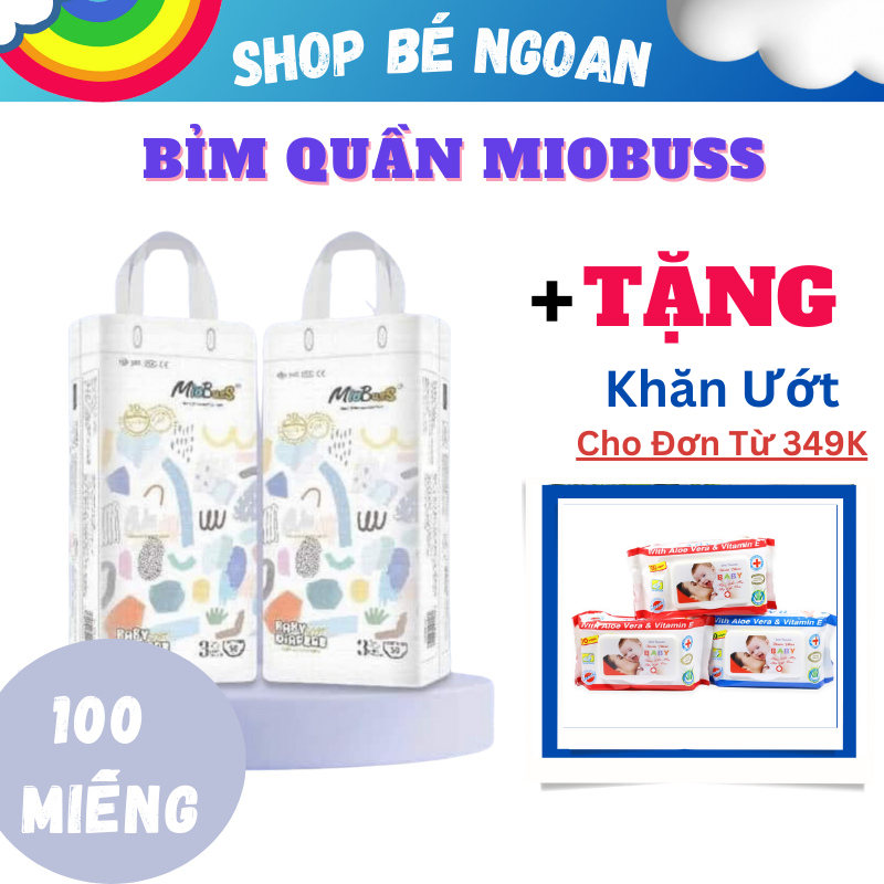 [COMBO 2 BỊCH 100 MIẾNG] Bỉm quần Miobuss nội địa cao cấp size M100/L100/XL100/XXL100/XXXL100 Shop Bé Ngoan