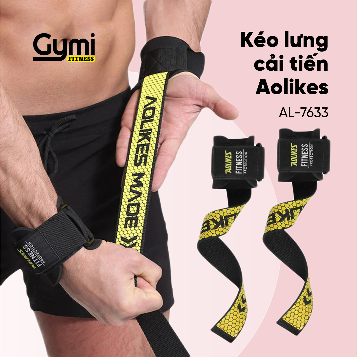 [HCM][1 Đôi] Dây Kéo Lưng Cải Tiến Aolikes AL-7633 | Quấn Cổ Tay Nâng Tạ Đu Xà Tập Gym Chính Hãng
