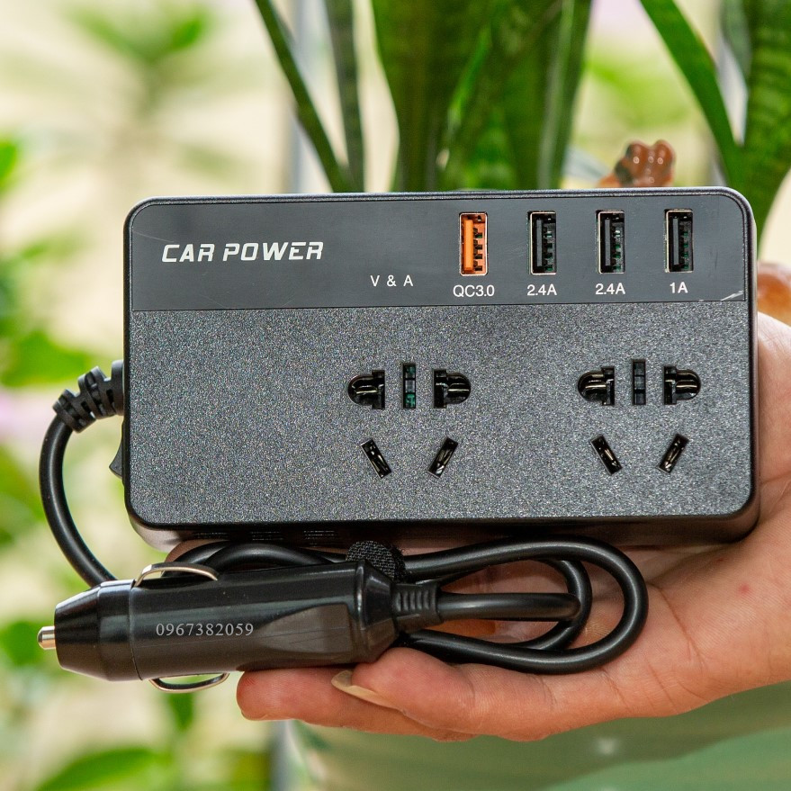 Tẩu chuyển đổi điện INVERTER 24V lên 220V dùng trên các dòng ô tô công suất 200W, bảo hành 06 tháng (mã TS67)