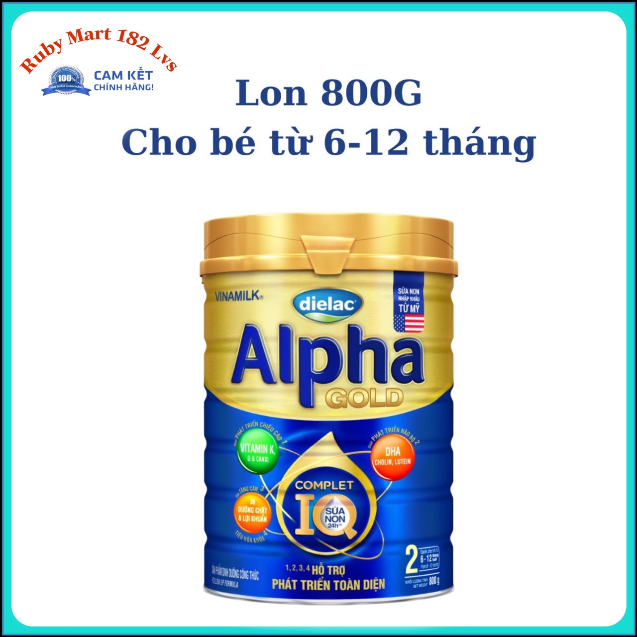 Date 3.2025 Sữa bột Dielac Alpha Gold 2 Lon 850g cho trẻ từ 6 - 12 tháng