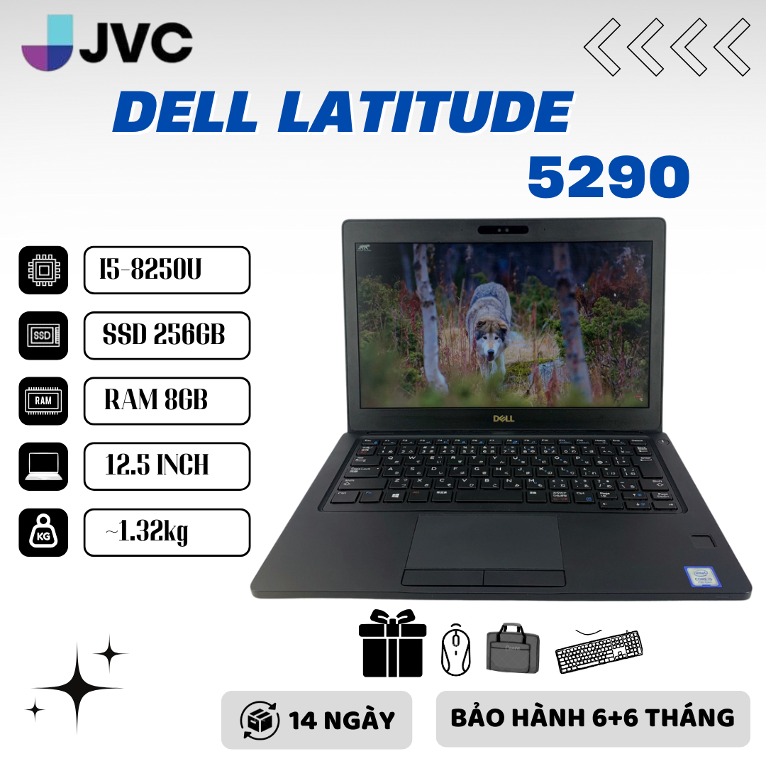 Laptop Dell Latitude 5290 CoreTM i5-8250U Ram 16gb SSD 512 Màn hình 12,5 Inch Pin>90%"