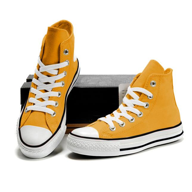 Giày vải sneaker cv classic cổ cao vàng nữ