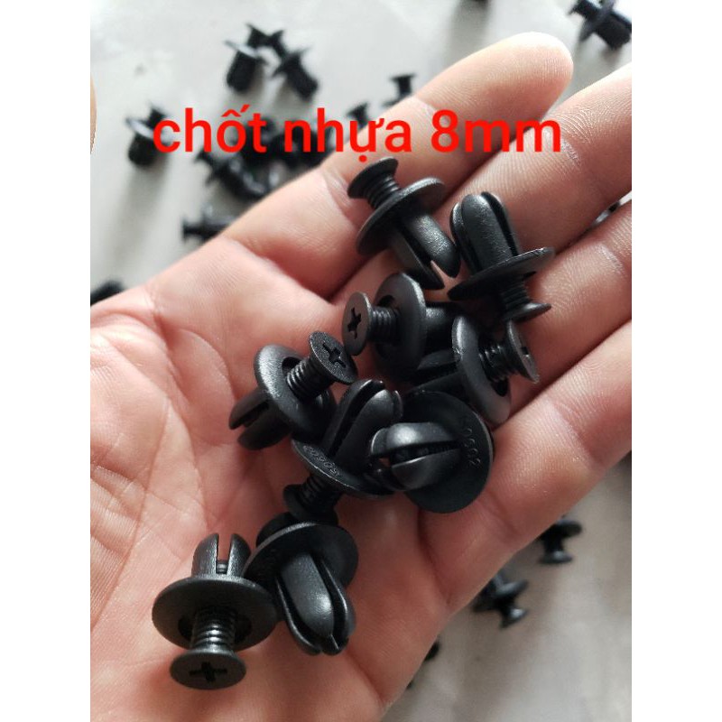 100 cái Chốt nhựa , đinh tán nhựa 8mm cho xe ô tô, các loại