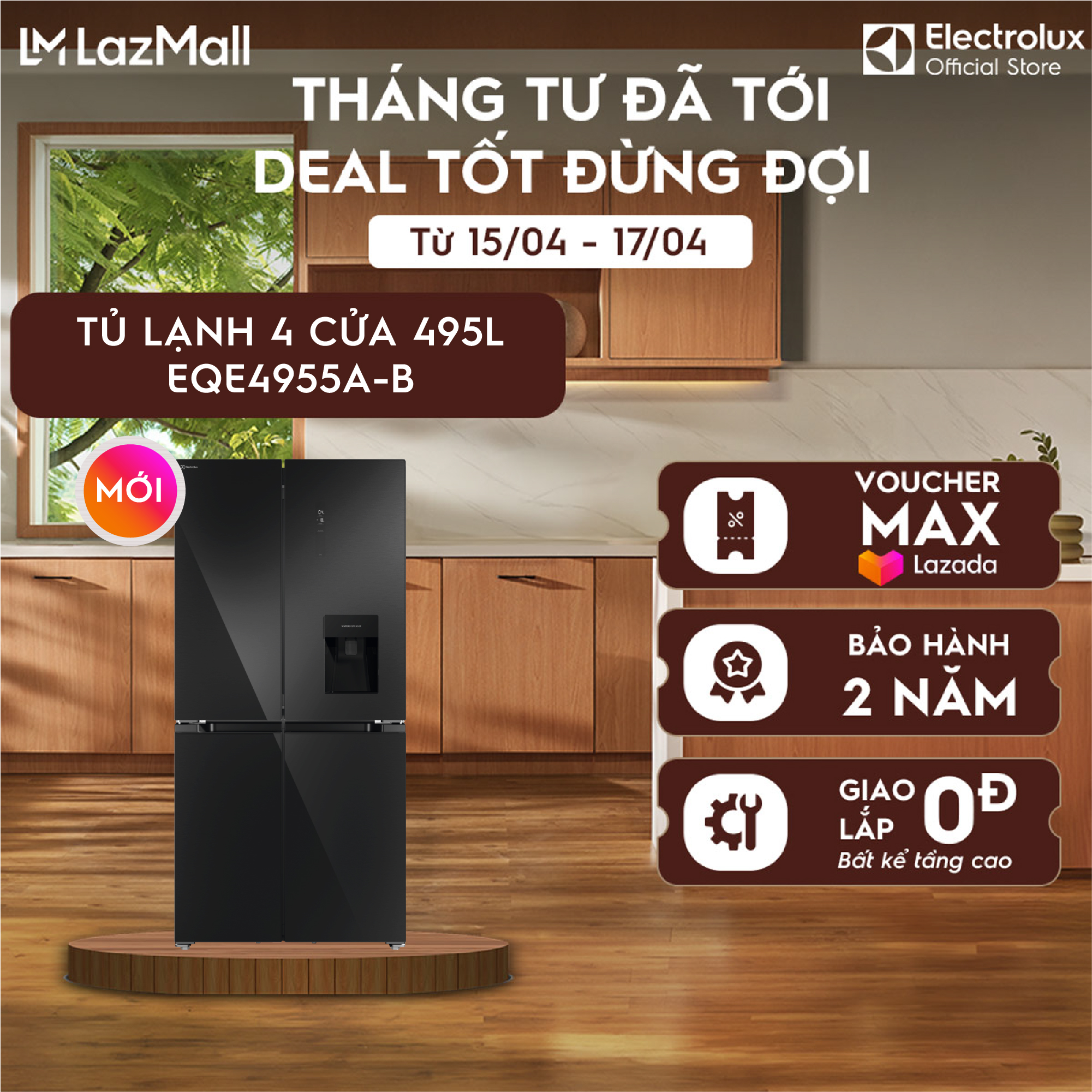 Tủ lạnh Electrolux 4 cánh Series 800 495L - EQE4955A-B