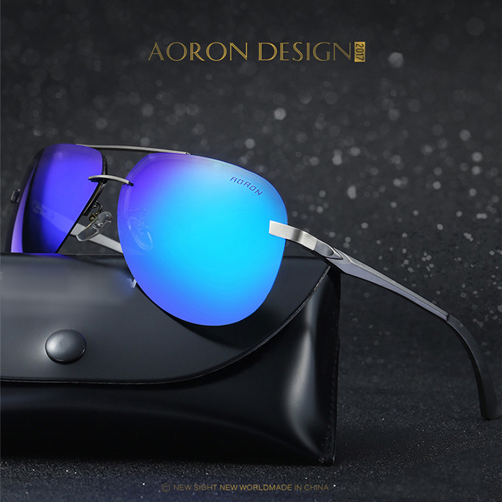 Mắt kính nam polarized phân cực chống chói, chống tia UV400 gọng kim loại bản lề lò xo, tặng kèm hộp và khăn lau - MK1804