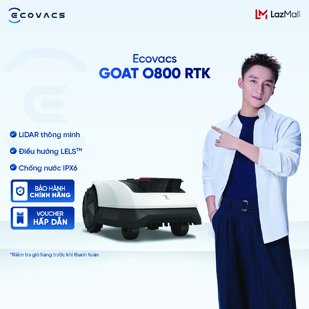 Robot cắt cỏ thông minh Ecovacs GOAT O800 RTK - Điều hướng RTK + Camera + 3D ToF - Làm sạch sát mép TruEdge
