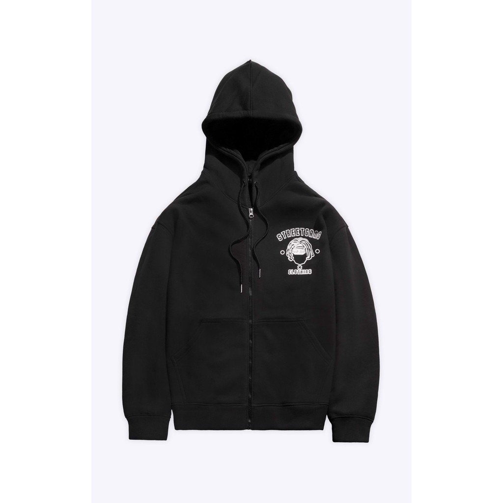 Áo hoodie zip - đen - street gang