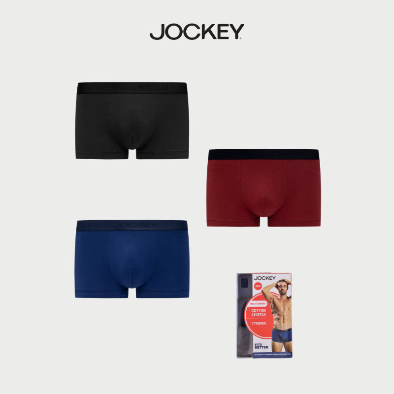 [Clearance Sale] Combo 3 Quần lót Nam Jockey Cotton 4 chiều dáng trunk - J4014