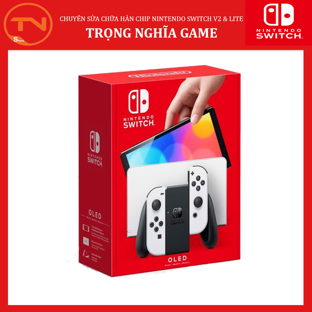 Máy Nintendo Switch Oled Model - White Joycon - Bảo hành 12 tháng+Tặng Dán Cường Lực & 1 cặp analog