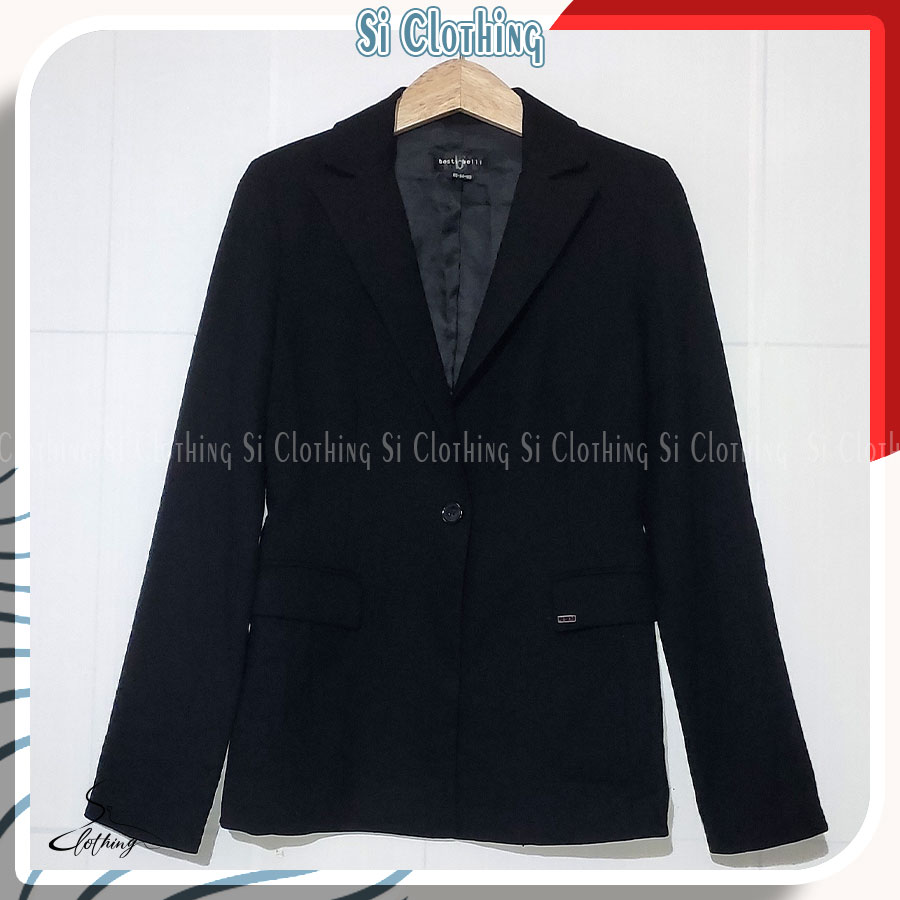 Áo khoác blazer 2 lớp màu đen trơn basic